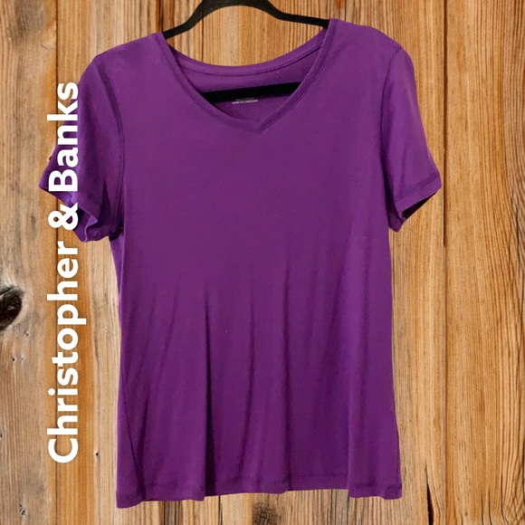NWT Christoper & Banks purple v-neck top - Picture 1 of 8